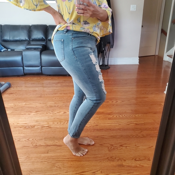 Distress High Waist Skinny Jeans - Picture 2 of 7